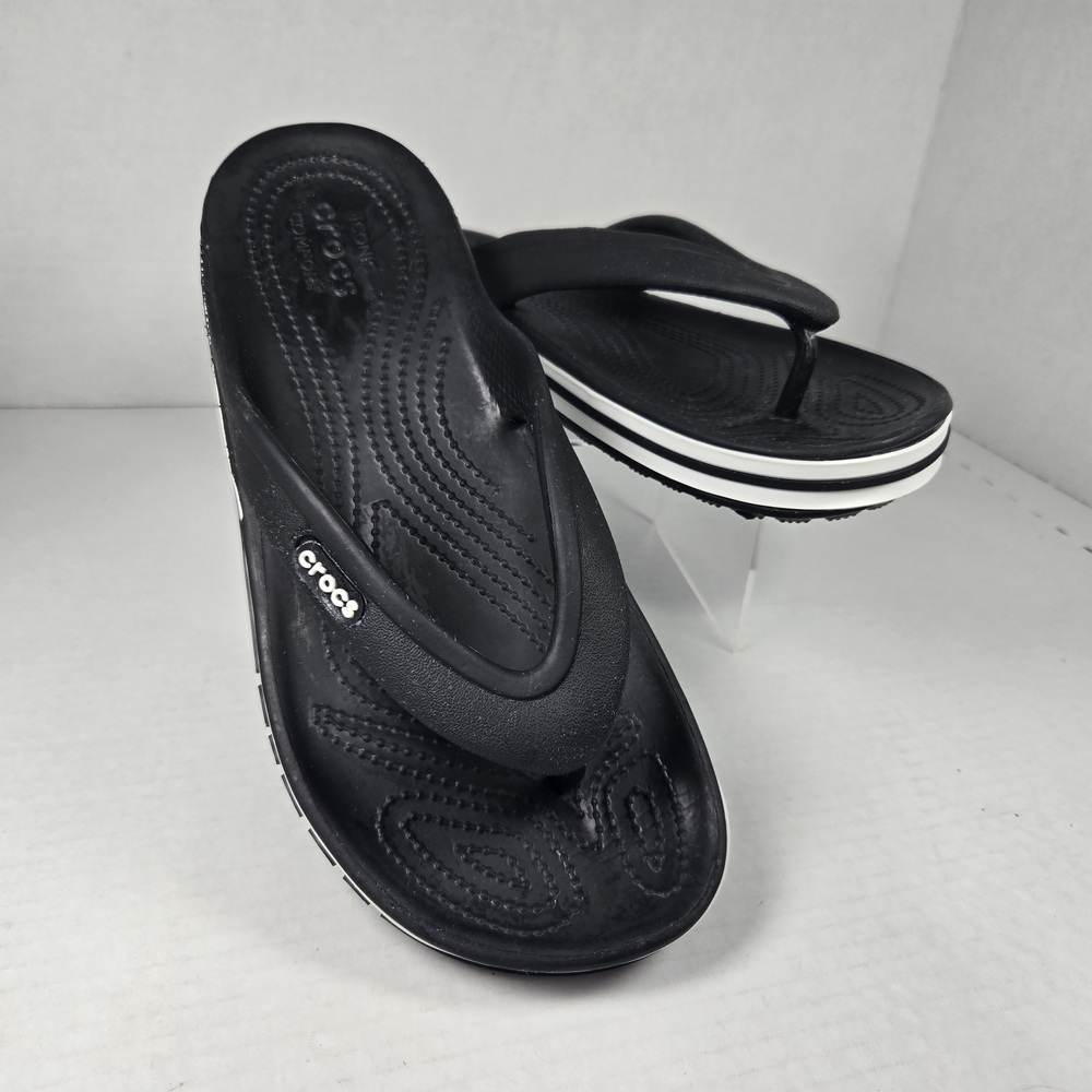Crocs Adult Unisex Bayaband Black and White Flip Flop Sandals Size M6 W8